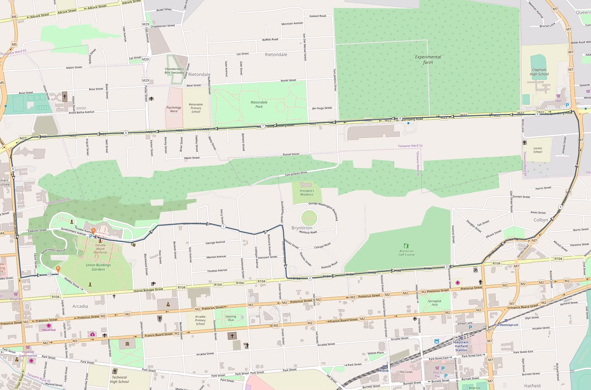 Mandela Remembrance Walk & Run Brisk 10km Run Route Map